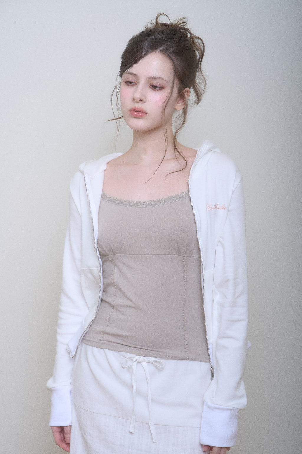Bella Hood Zip-Up (White)