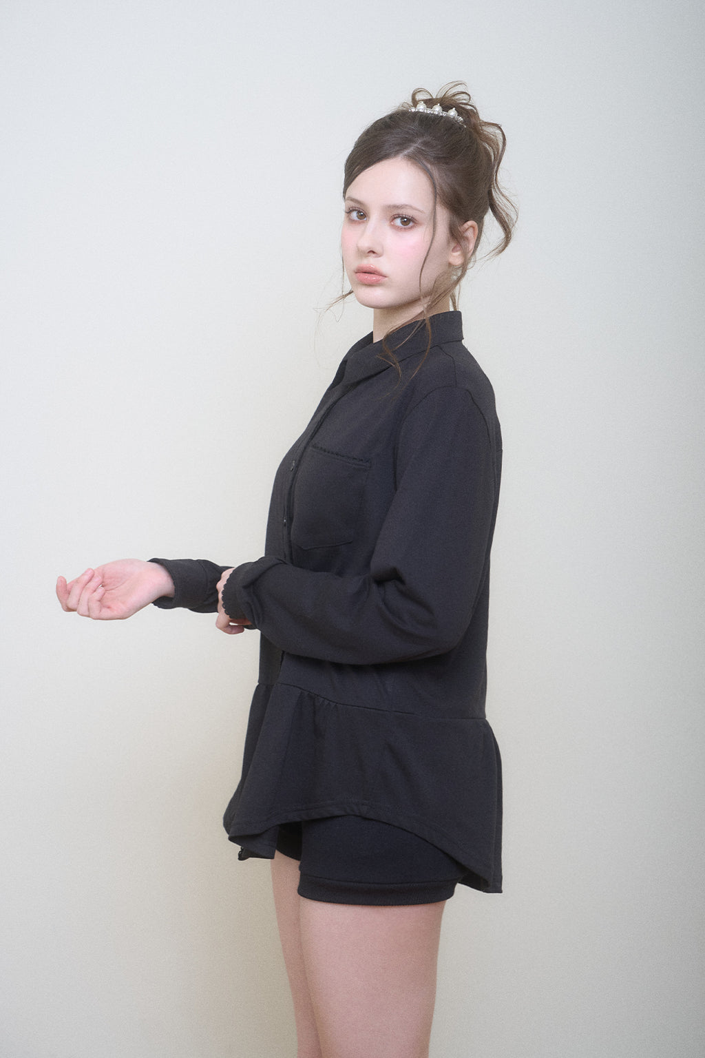 Classic Cotton Lace Shirt (Black)