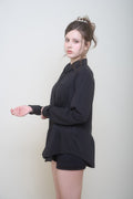 Classic Cotton Lace Shirt (Black)