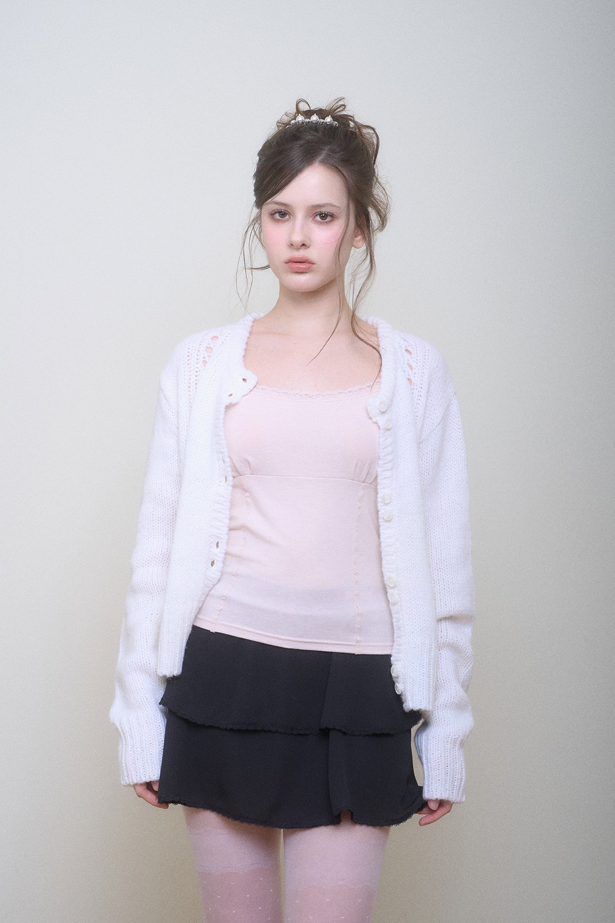 Cotton Veil Skirt (Black)