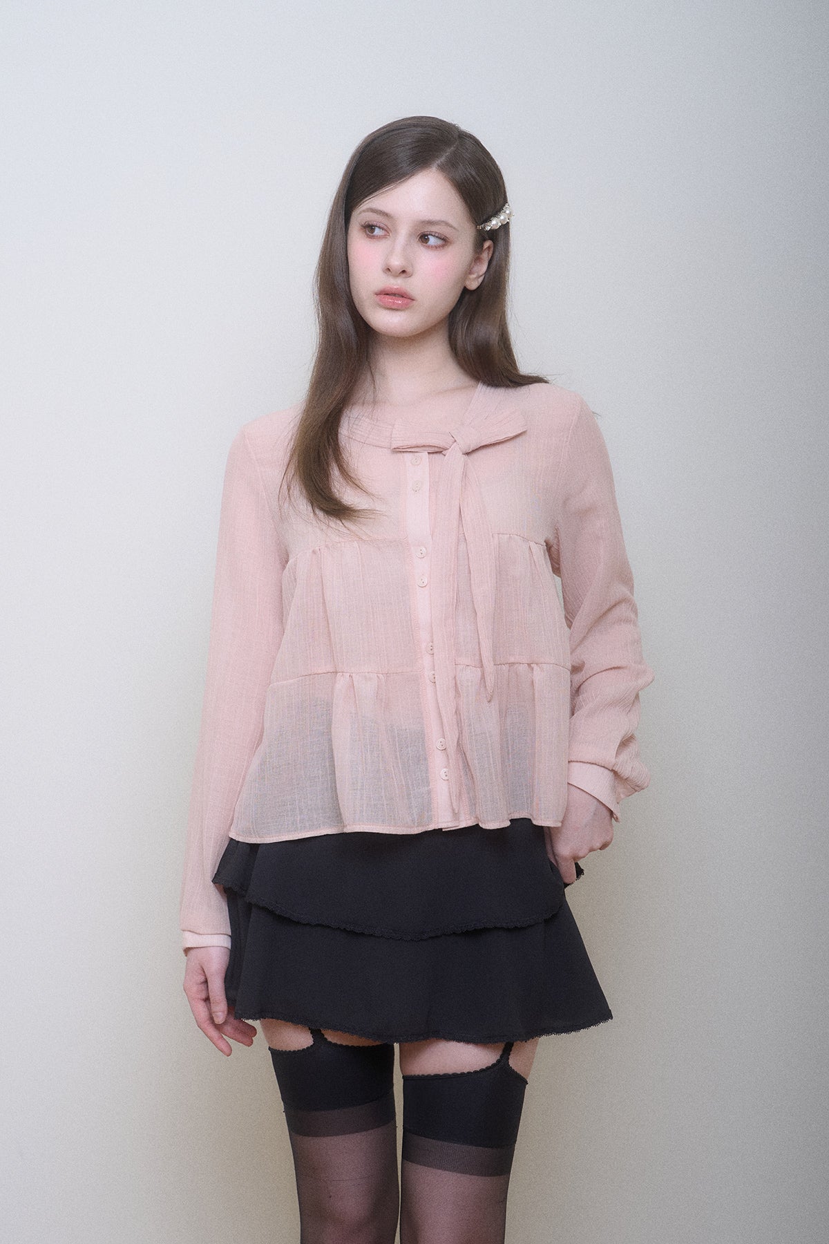 Plie Chiffon Skirt (Black)