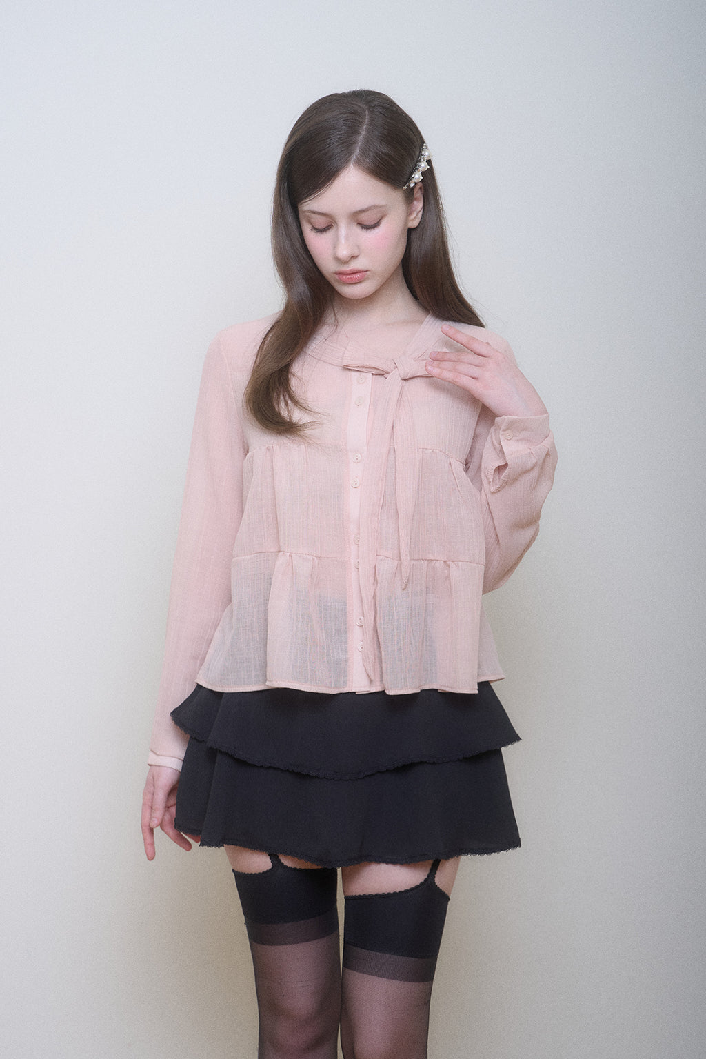 Celine Ribbon Blouse (Pink)