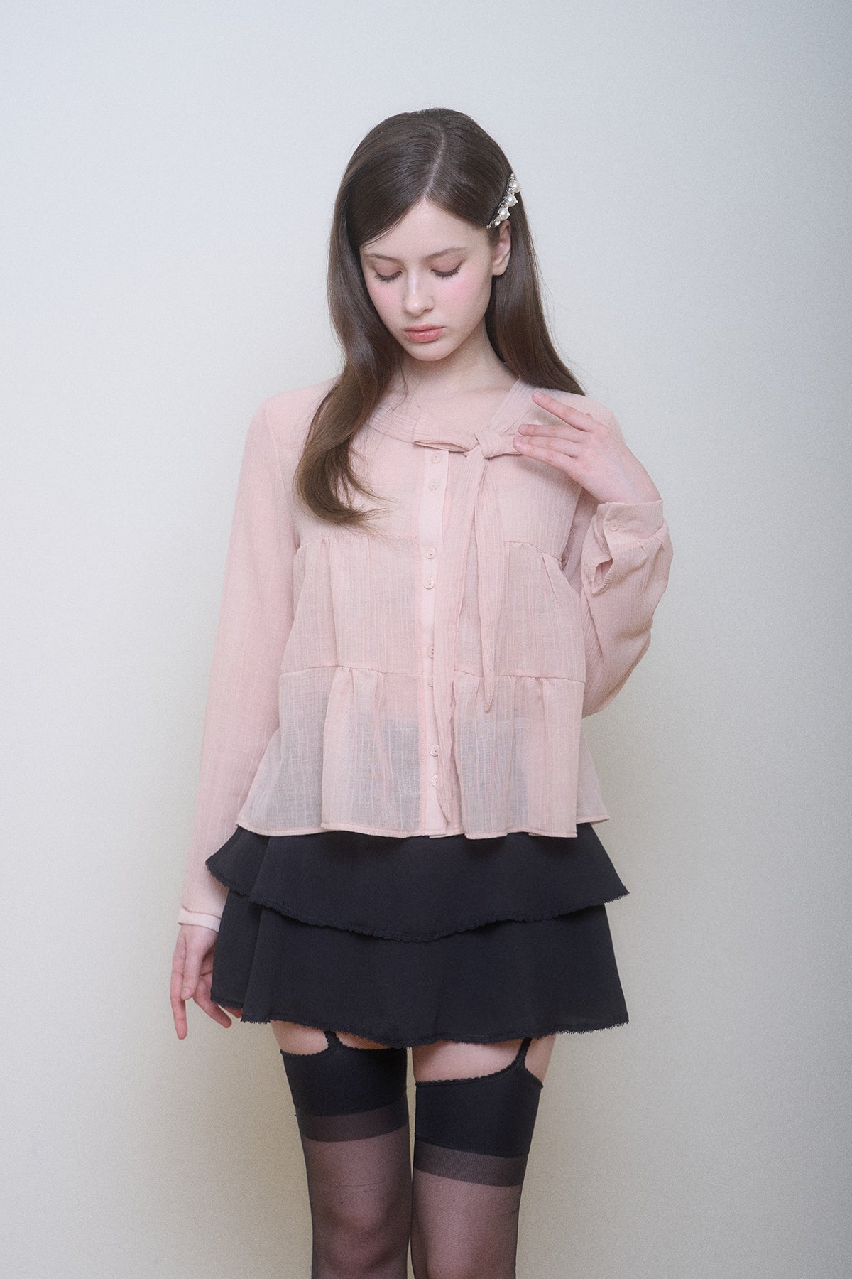 Celine Ribbon Blouse (Pink)