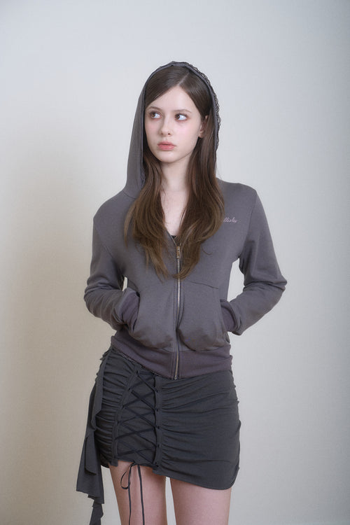 Bella hood Zip-Up (Dark Gray)