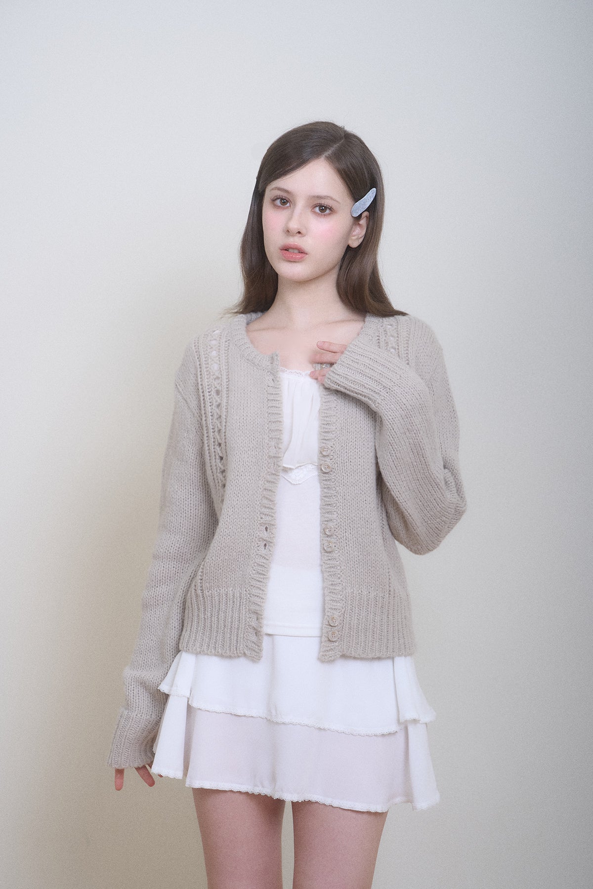 Snowflake Cardigan (Cream Beige)