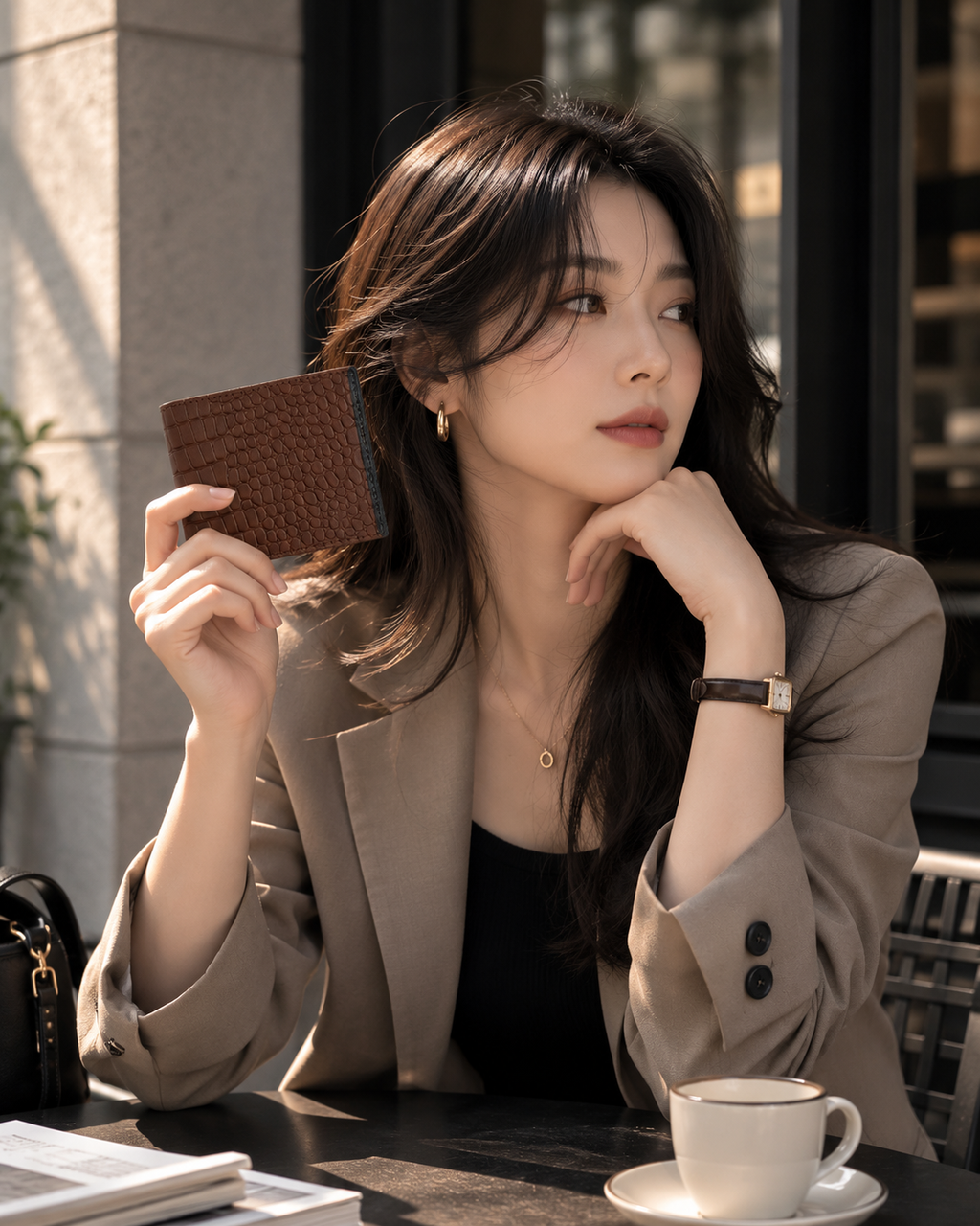 Tan Brown Leather Wallet