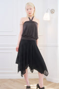 Iris Low Rise Midi Skirt (Black)
