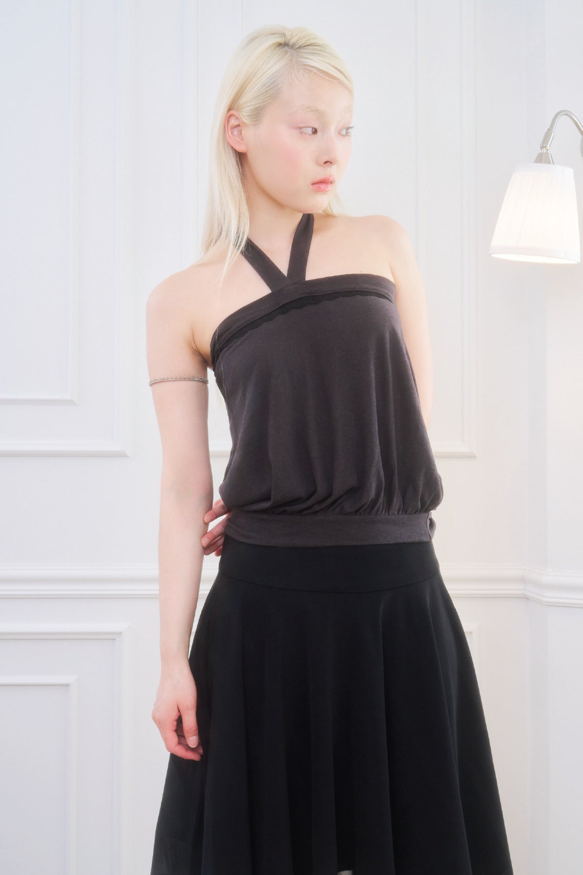 Tie Lace Halter (Gray)