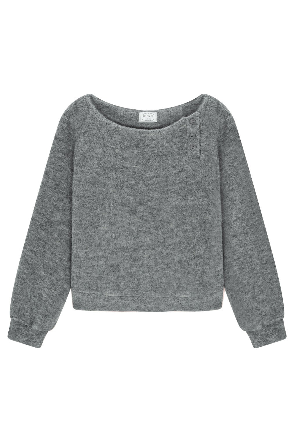 Fuzzy Boat Neck Knit (Gray)