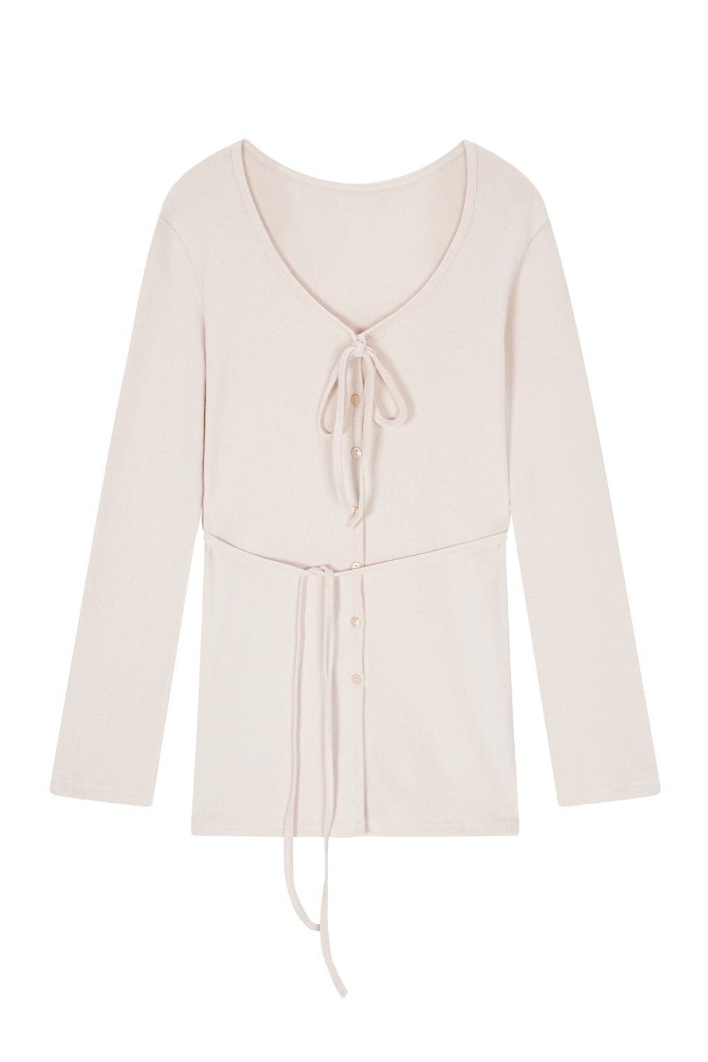 Strap Long Sleeve Cardigan (Cream Pink)