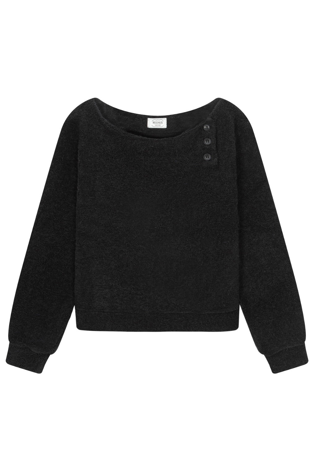 Fuzzy Boat Neck Knit (Black)