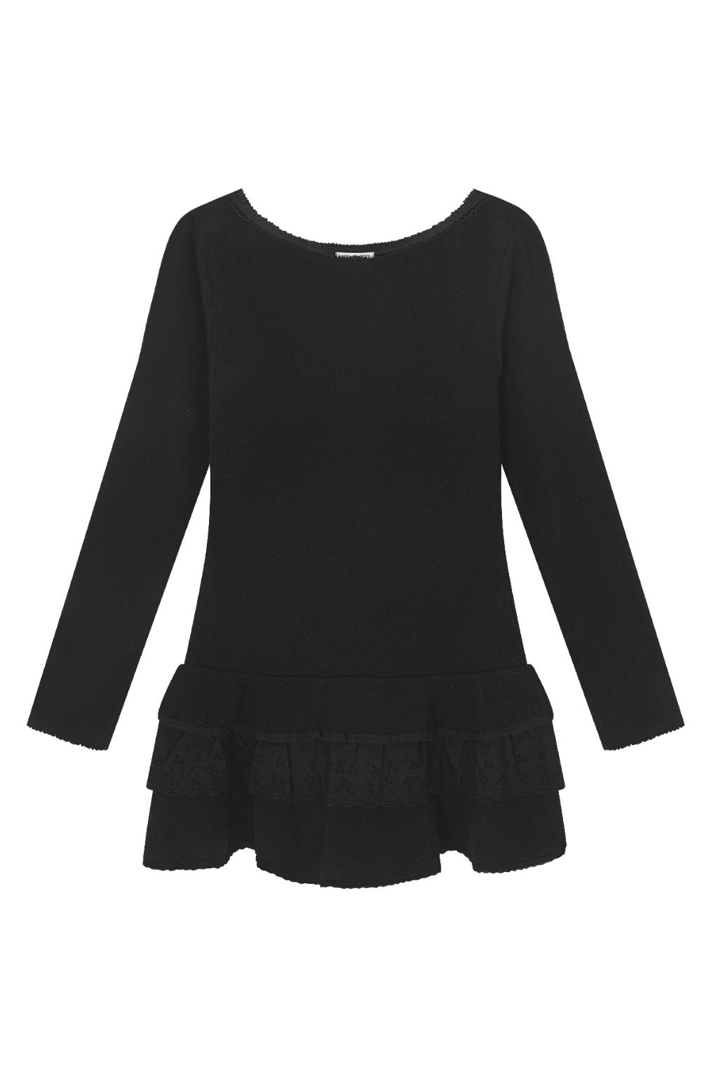 Lace Boat Neck Dress (Black)