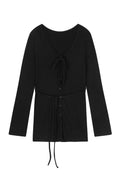 Strap Long Sleeve Cardigan (Black)