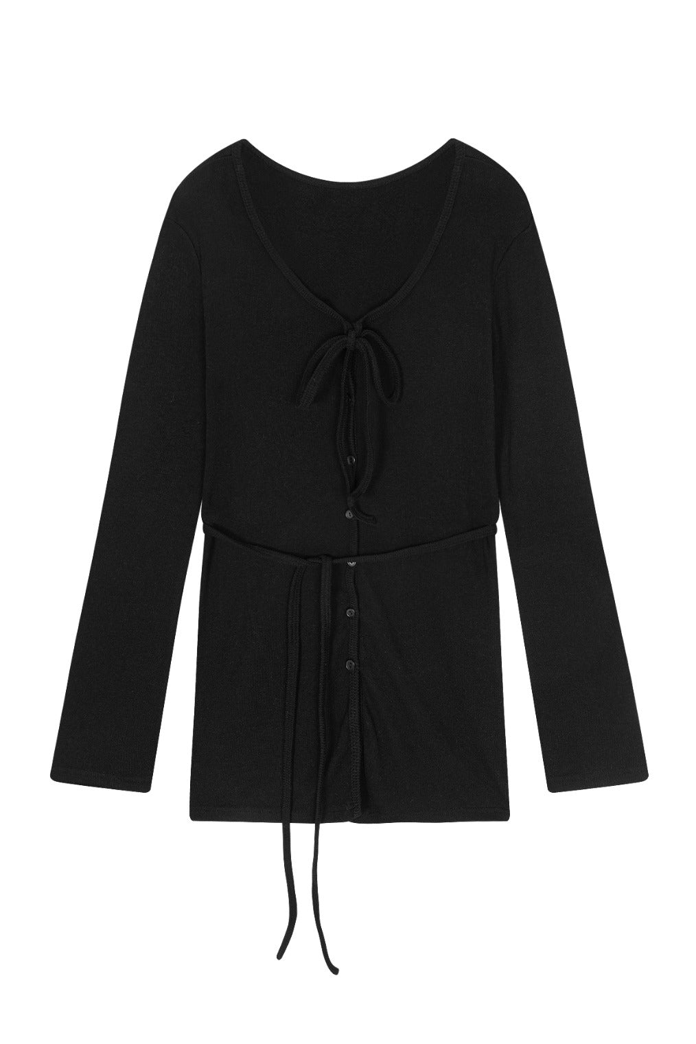 Strap Long Sleeve Cardigan (Black)