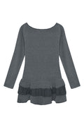 Lace Boat Neck Dress (Gray)